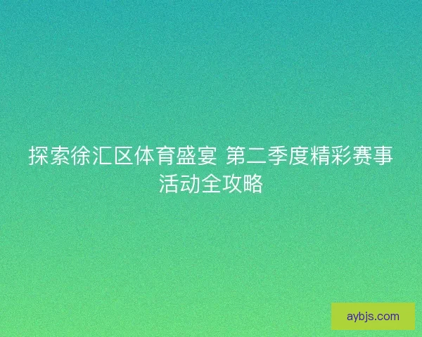 探索徐汇区体育盛宴 第二季度精彩赛事活动全攻略